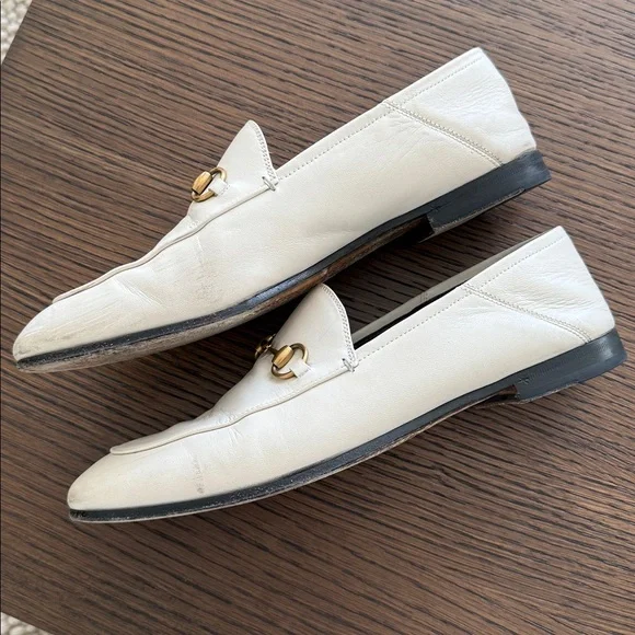 Gucci Brixton Women’s Ivory Leather Horsebit Loafers 39.5. - Picture 2 of 10